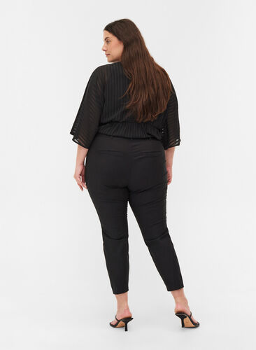 Klassiske bukser med høyt liv og ankellengde, Black, Model image number 1