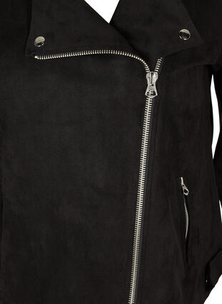 Kort jakke i semsket skinn, Black, Packshot image number 2