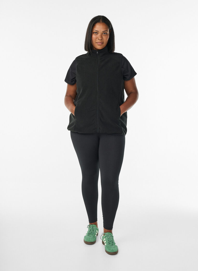 Fleecevest med lommer, Svart, Model image number 1
