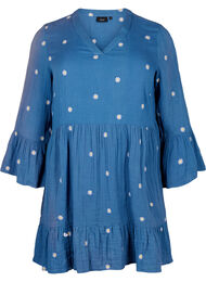 Myk bomullskjole med broderte blomster, Blue Horizon Daisy