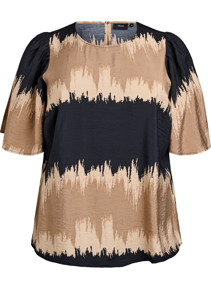 Bluse med vide ermer og grafisk trykk, Color Fade AOP, Packshot