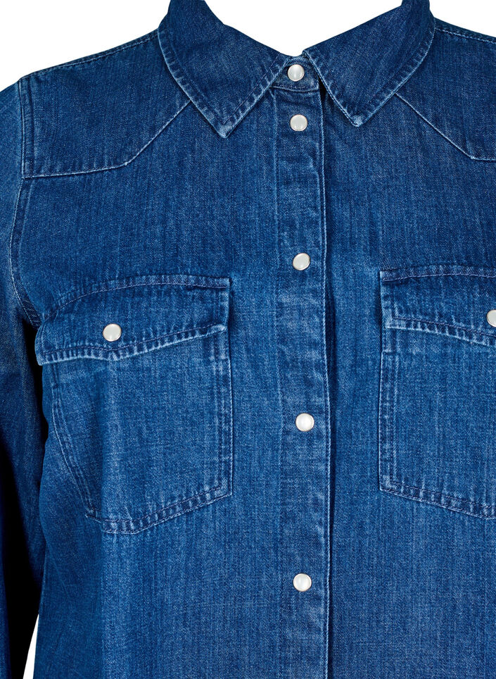 Denimkjole med knapper, Blue Denim, Packshot