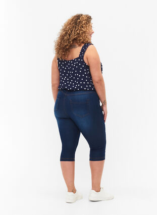 Amy capribukser med høyt liv og super slim fit, Blue denim, Model image number 1