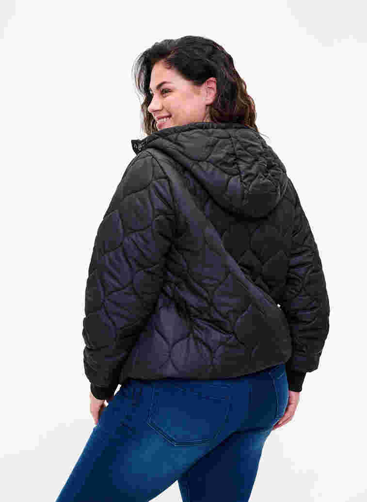 Quiltet termoanorakk med hette, Black, Model