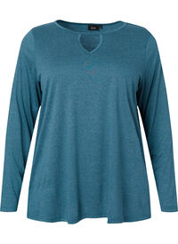 Melange bluse med lange ermer
