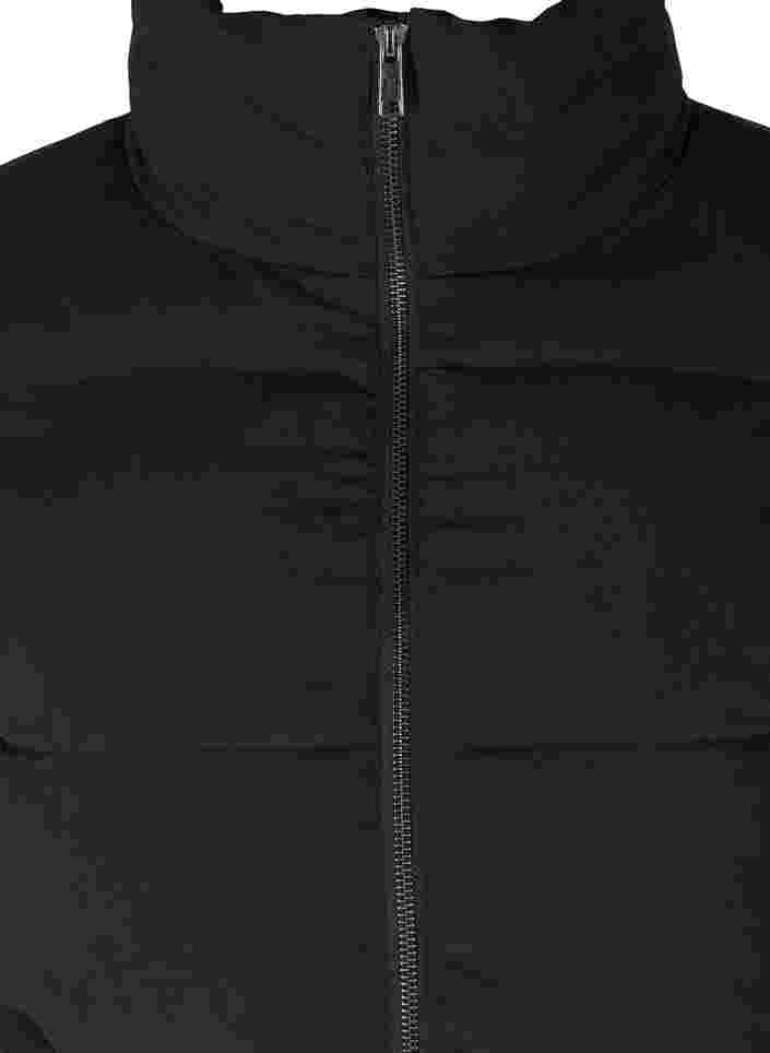 Lang pufferjakke med glidelås, Black, Packshot image number 2