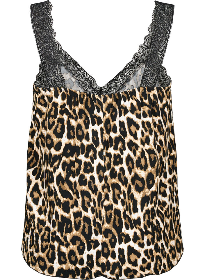 Topp med blonder av viskose, Leopard, Packshot image number 1