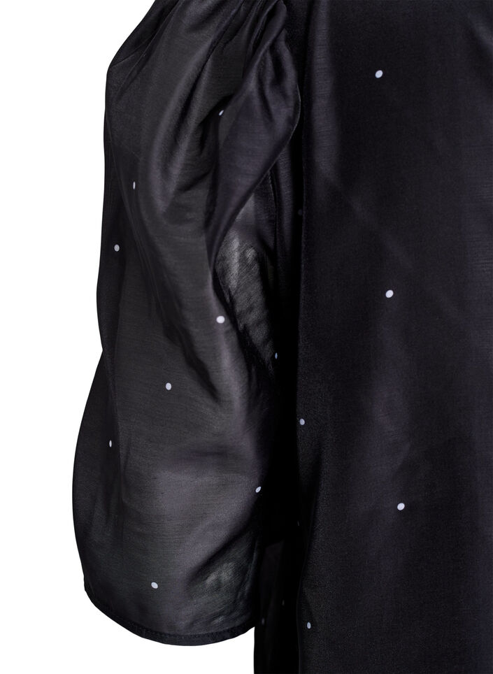 Festbluse i organza-uttrykk med prikker, Svart, Packshot image number 3