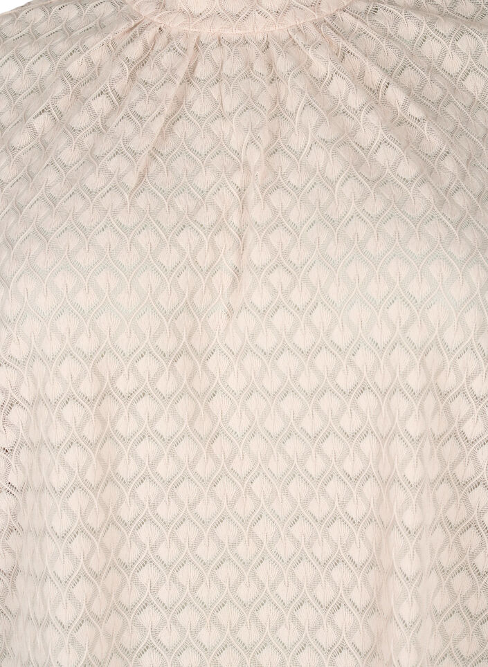 Bluse med lange ermer og mønstret tekstur, Whisper Pink, Packshot image number 2