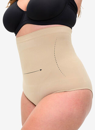 Zizzi Shapewear truse med høyt liv, Beige, Model image number 0