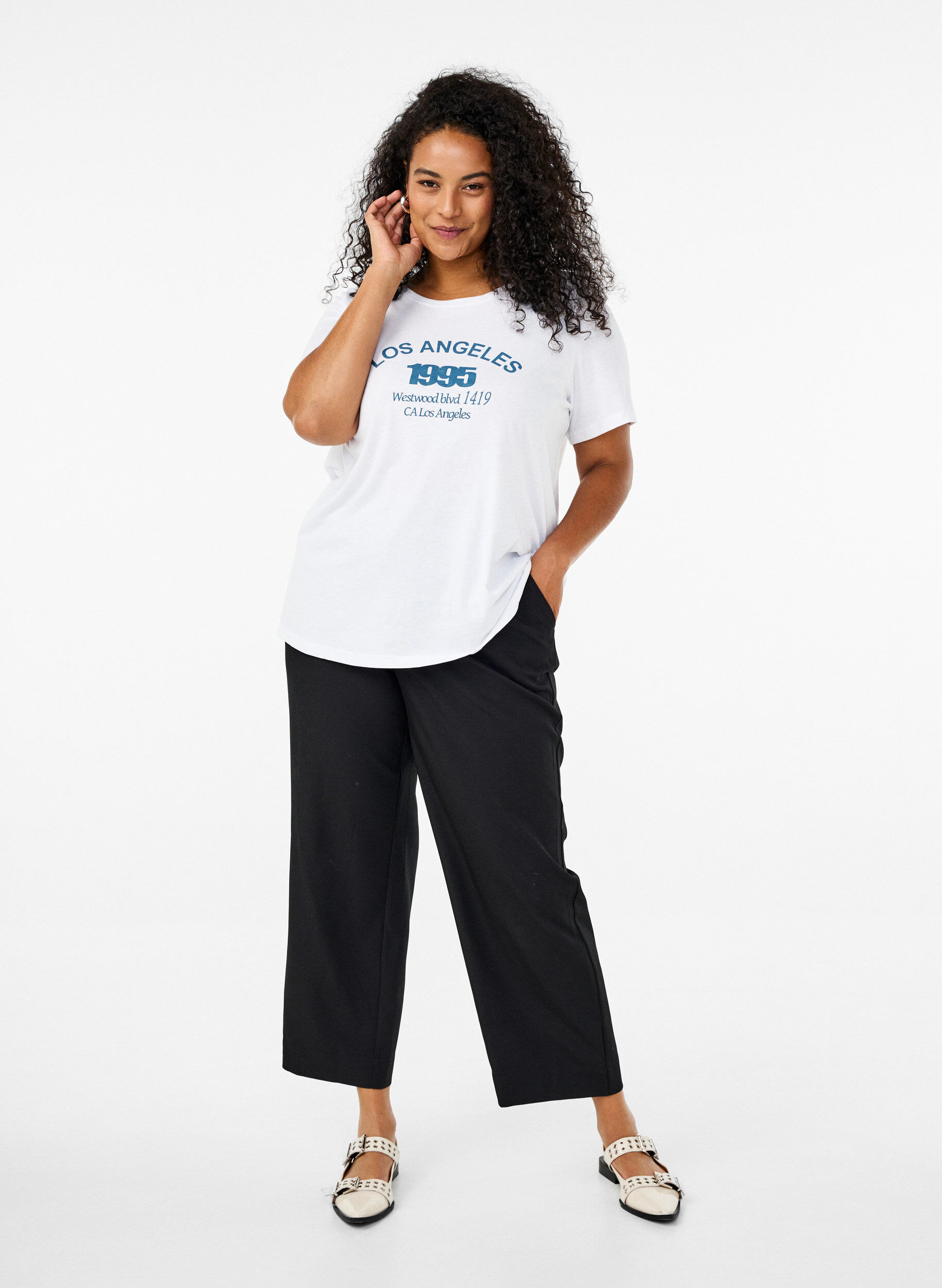 Zizzi FLASH - T-skjorte med motiv, Hvit, Model image number 1