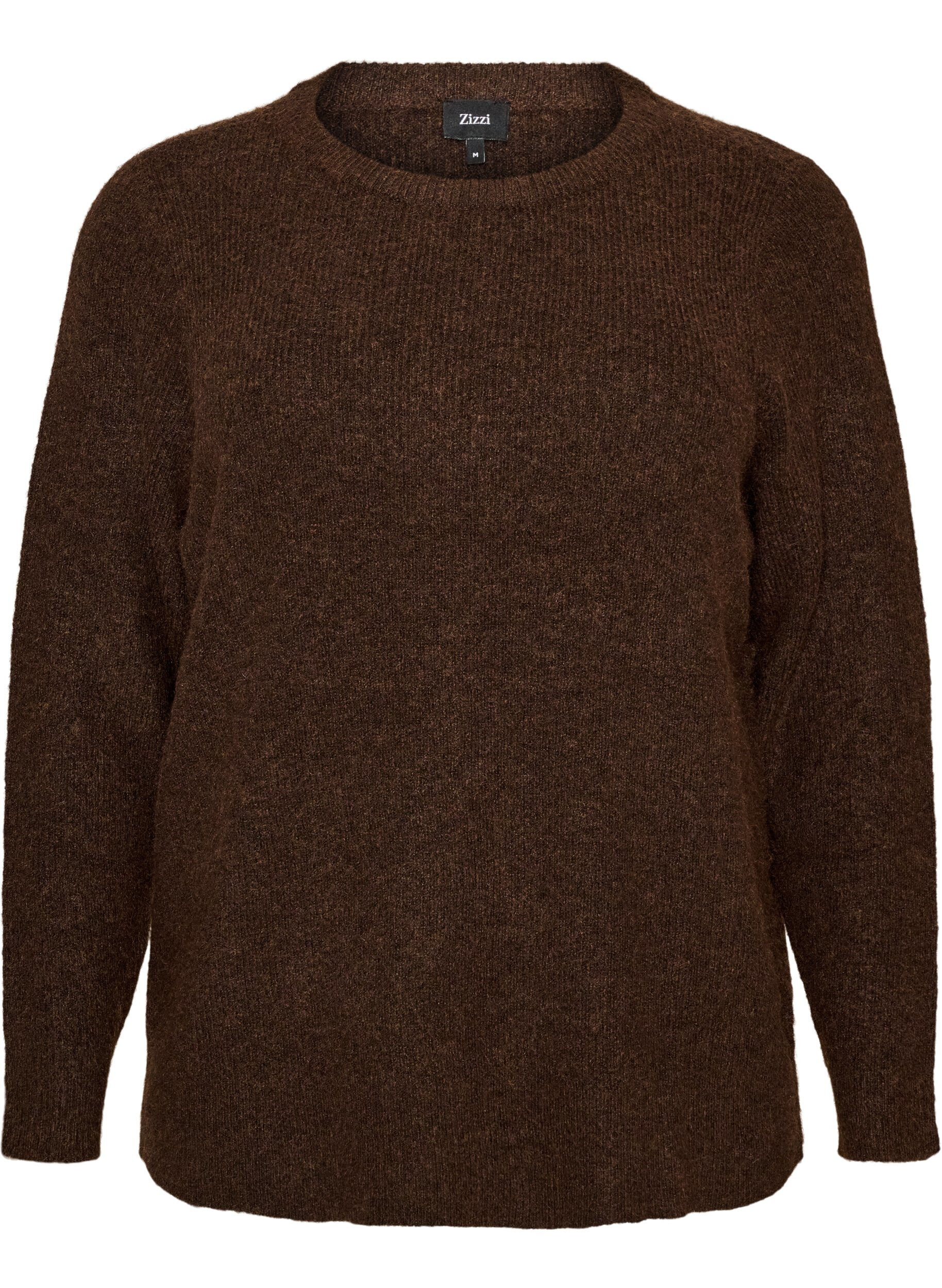 ZizziMelert strikkebluse med rund hals, Brun, Packshot image number 0