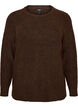 Melert strikkebluse med rund hals, Brun, Packshot image number 0