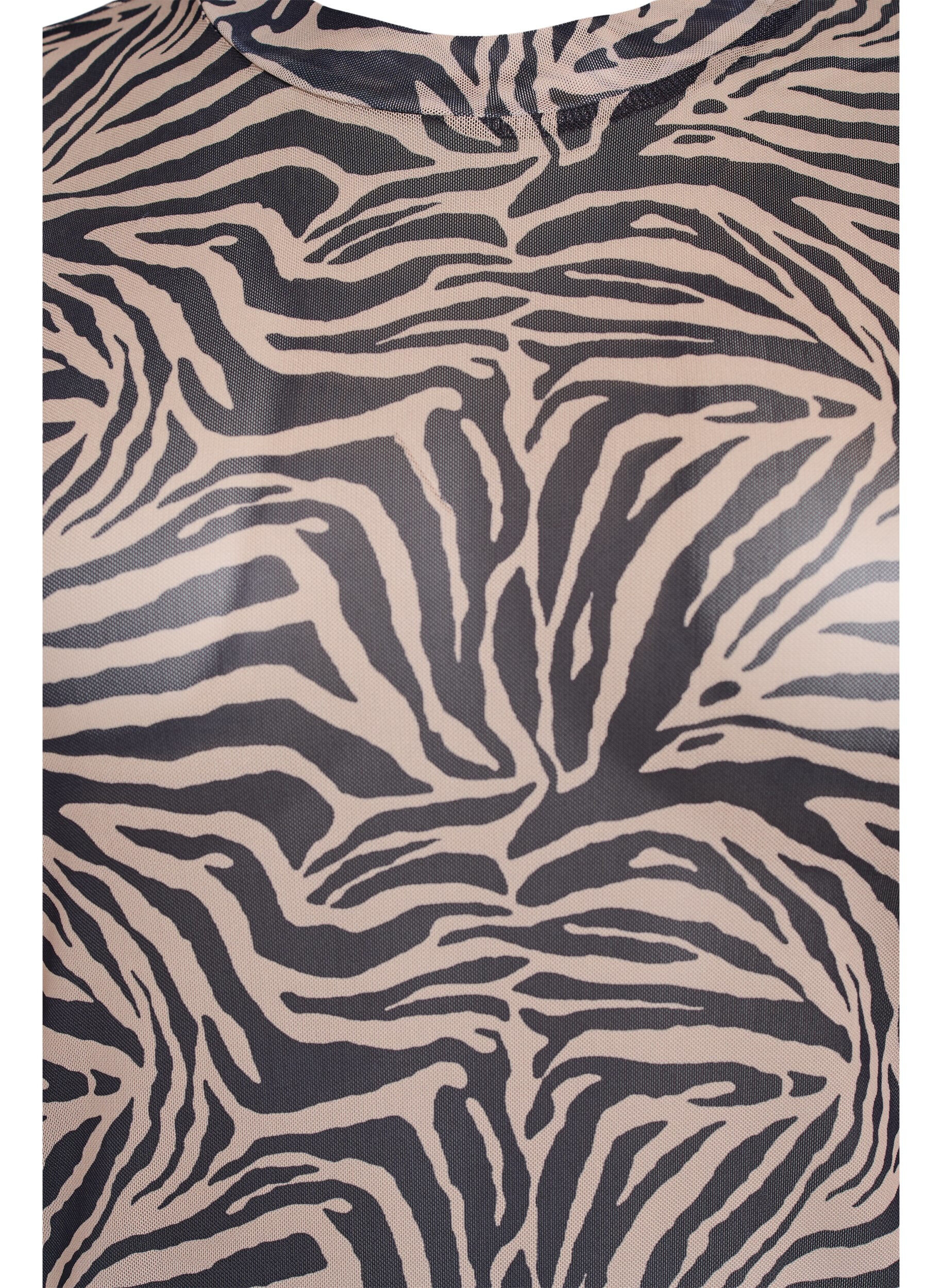 Zizzi Bluse i mesh med korte ermer, Svart, Packshot image number 2