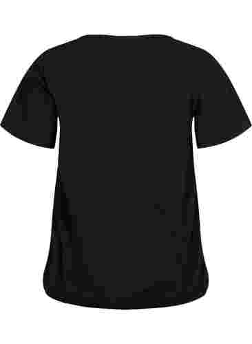 Kortermet T-skjorte i bomull, Black, Packshot image number 1