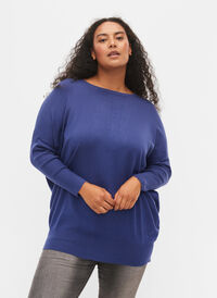 Strikket tunika i en viskoseblanding, Deep Cobalt, Model