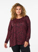 Leopardmønstret bluse med lange ermer, Mørk Bordeaux, Model image number 0