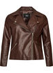 Bikerjakke i imitert skinn, Brun, Packshot image number 0