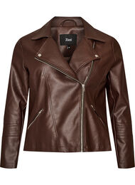 Bikerjakke i imitert skinn, Brun