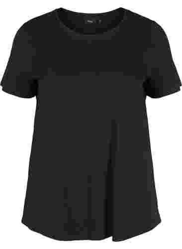 2 stk. kortermet T-skjorter i bomull, Black/Bright White, Packshot image number 2