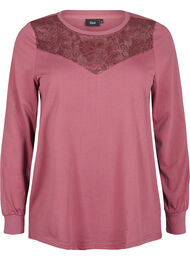 Genser med blondedetaljer, Rose Brown