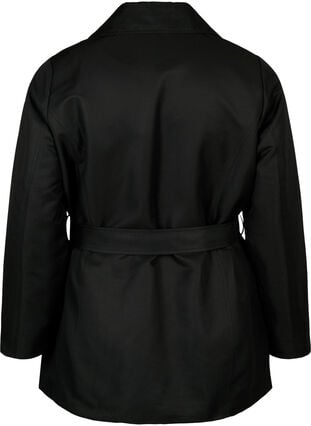 Zizzi Kort trenchcoat med belte, Black, Packshot image number 1