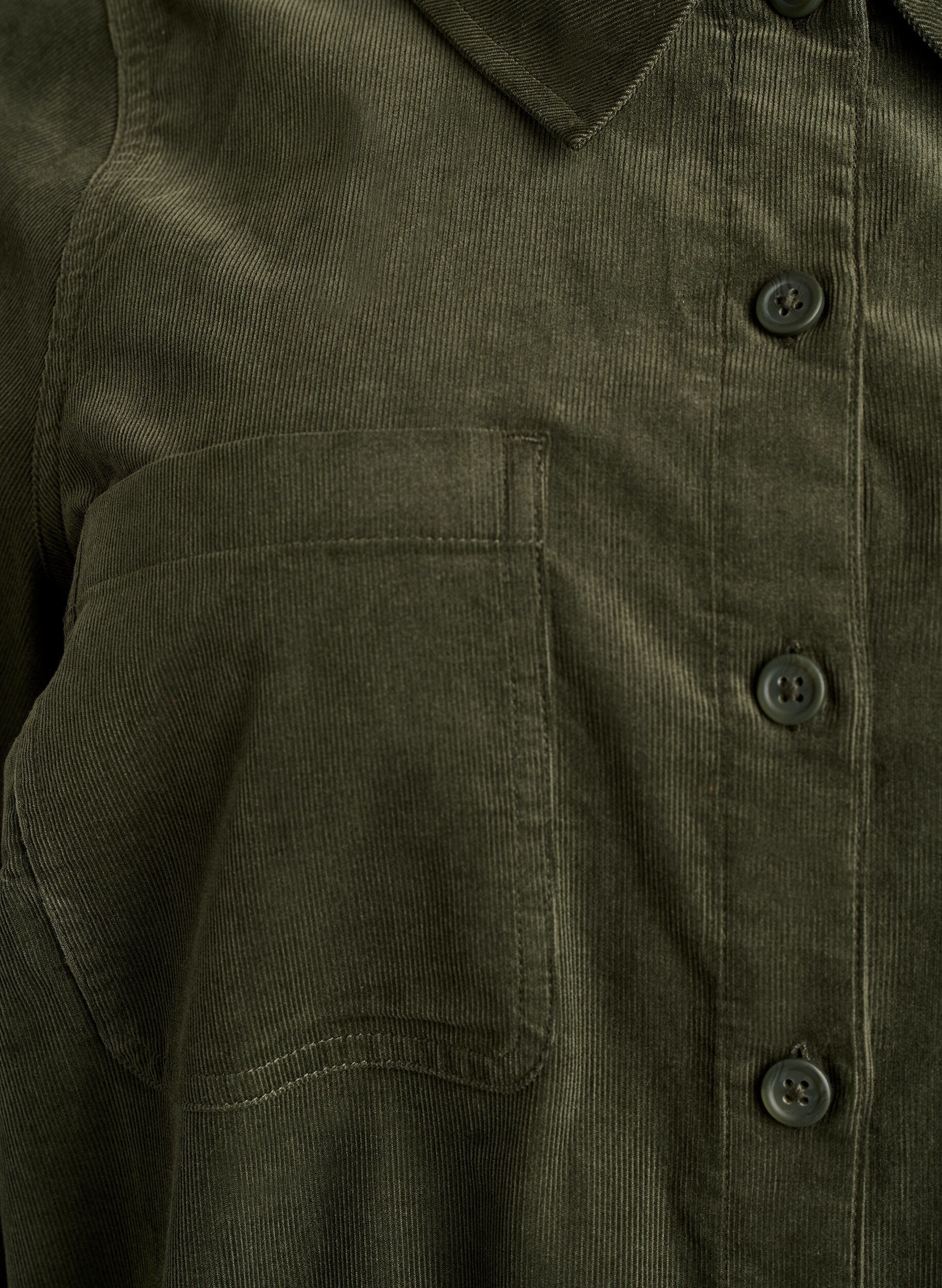 Zizzi Cordfl&oslash;yels jumpsuit med straight fit ben, Gr&oslash;nn, Packshot image number 2