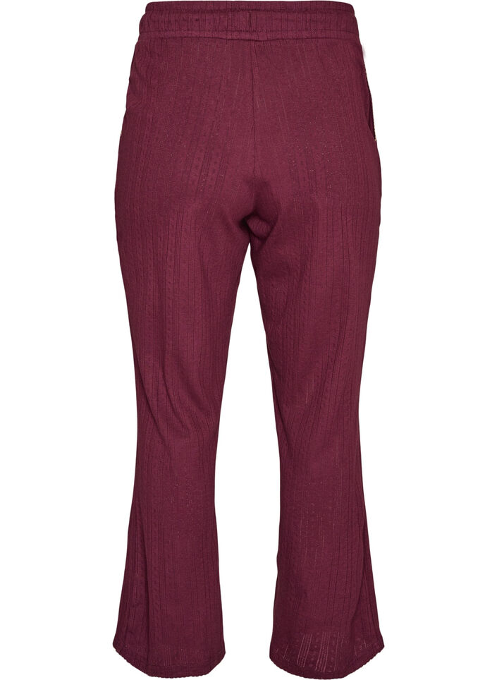 Pyjamasbukse i &oslash;kologisk bomull med hullbroderi, M&oslash;rk Bordeaux, Packshot image number 1