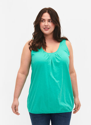 Bomullstopp med blondekant, Aqua Green, Model image number 0