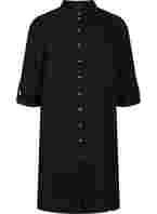 Lang ensfarget viskoseskjorte med 3/4-ermer, Black