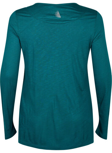 A-formet trenings-t-skjorte med lange ermer	, Deep Teal, Packshot image number 1