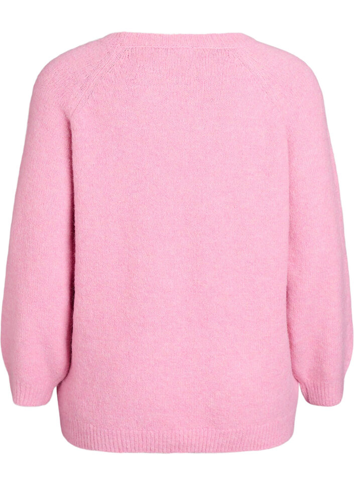 Strikkebluse med raglanermer, Rosa, Packshot image number 1