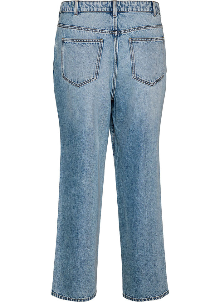 Kiana jeans med straight fit og h&oslash;y midje, Bl&aring;, Packshot image number 1