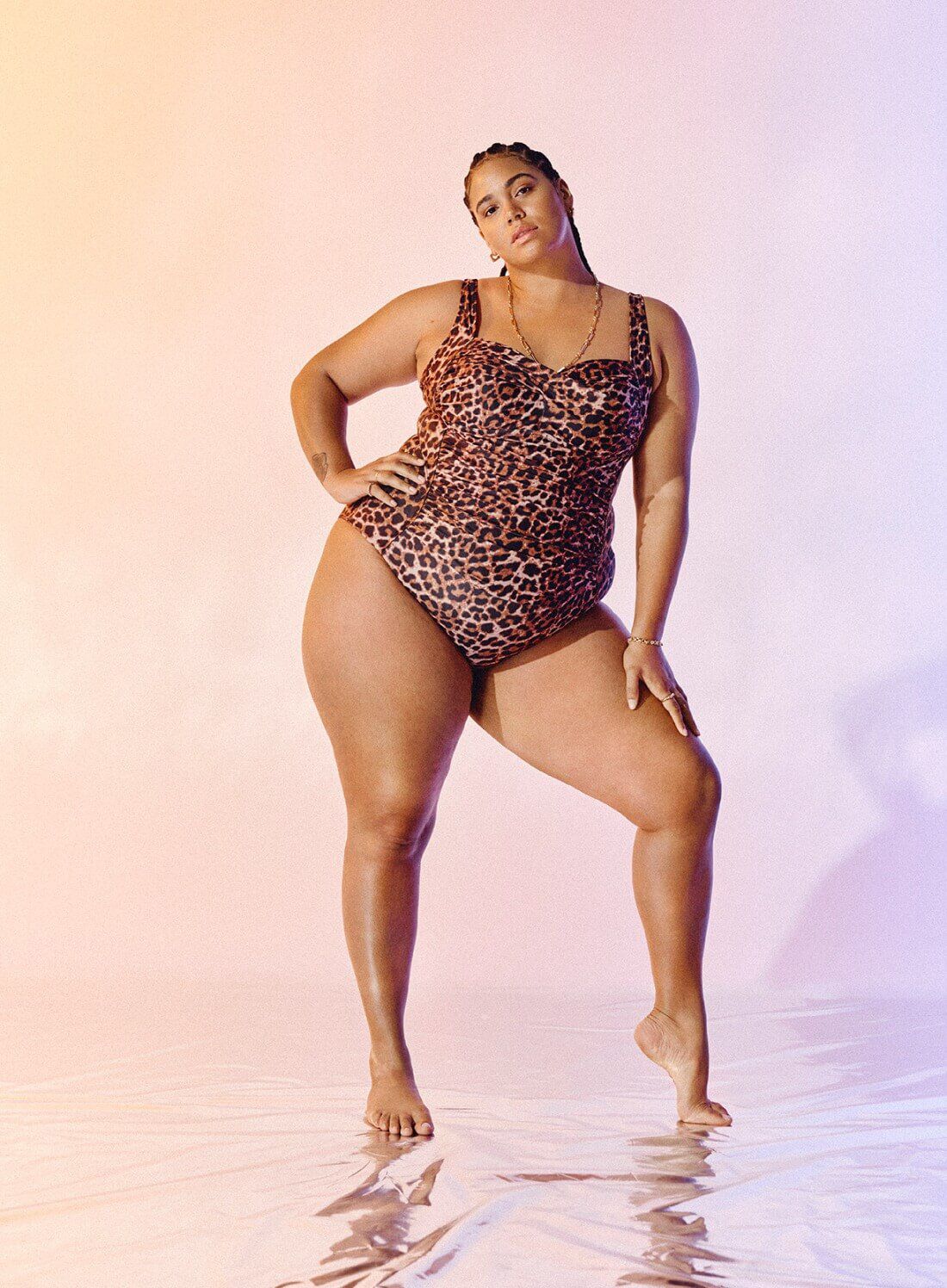 Badedrakt med leopardm&oslash;nster, , Model