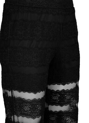 Zizzi Løse bukser med blonder og gjennomsiktig mesh., Black, Packshot image number 2