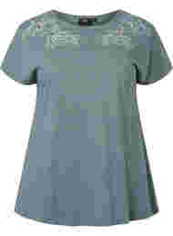 T-skjorte i Bomull med mønsterdetalj, Balsam Green Leaf