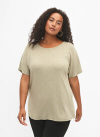 Kortermet bluse i viskose med glitter, Tea Shimmer, Model