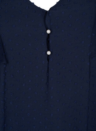 Bluse med prikket struktur og korte ermer, Navy Blazer, Packshot image number 2