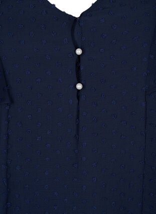 Zizzi Bluse med prikket struktur og korte ermer, Navy Blazer, Packshot image number 2