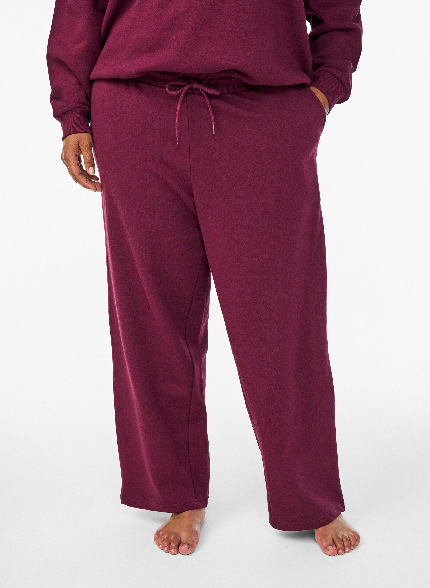 ZizziJoggebukser med lommer, M&oslash;rk Bordeaux, Model image number 2