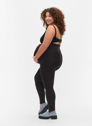 Zizzi Leggings til gravide i viskose med knapper, Black, Model image number 1