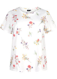 T-skjorte i økologisk bomull med blomstertrykk