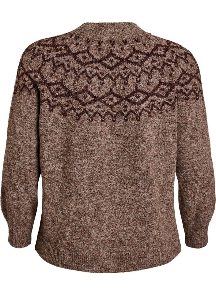Genser med nordisk m&oslash;nster, Brun, Packshot image number 1