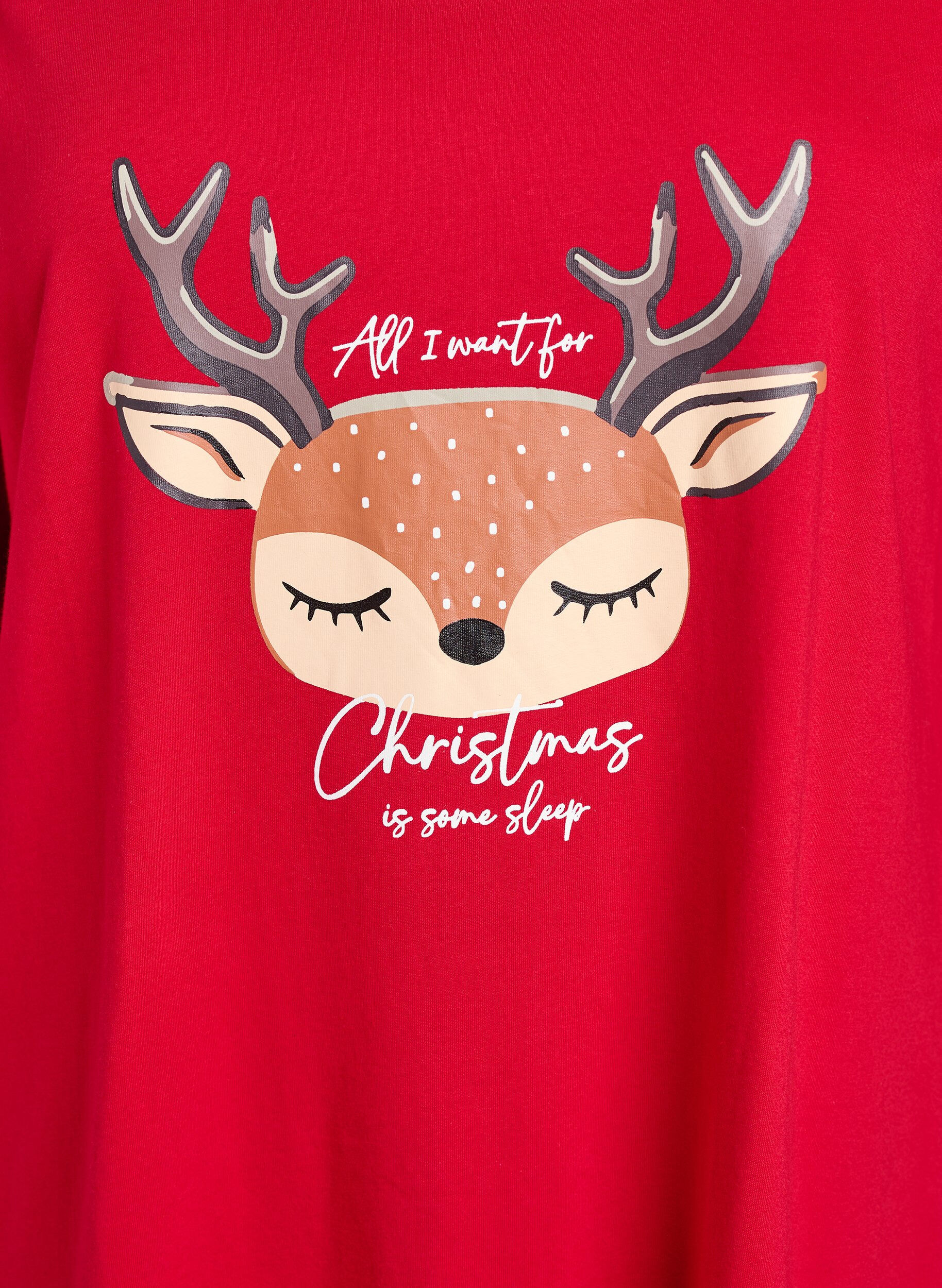 ZizziNattkjole i &oslash;kologisk bomull med julemotiv, R&oslash;d, Packshot image number 2