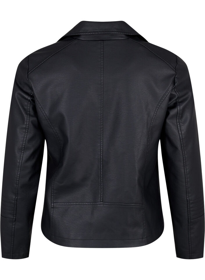 Biker jakke i imitert skinn, Svart, Packshot image number 1