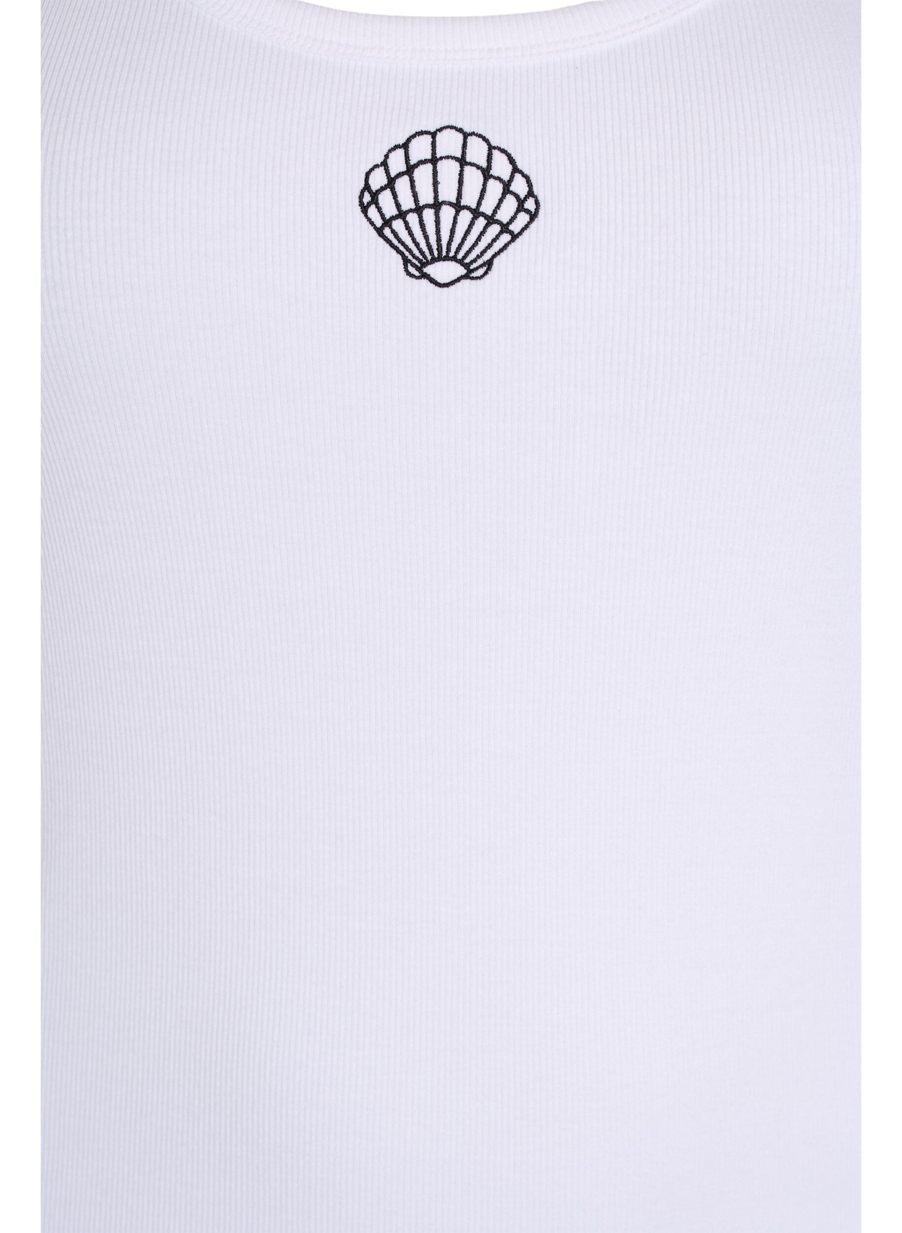 ZizziFigurn&aelig;r topp med motiv, Hvit, Packshot image number 2