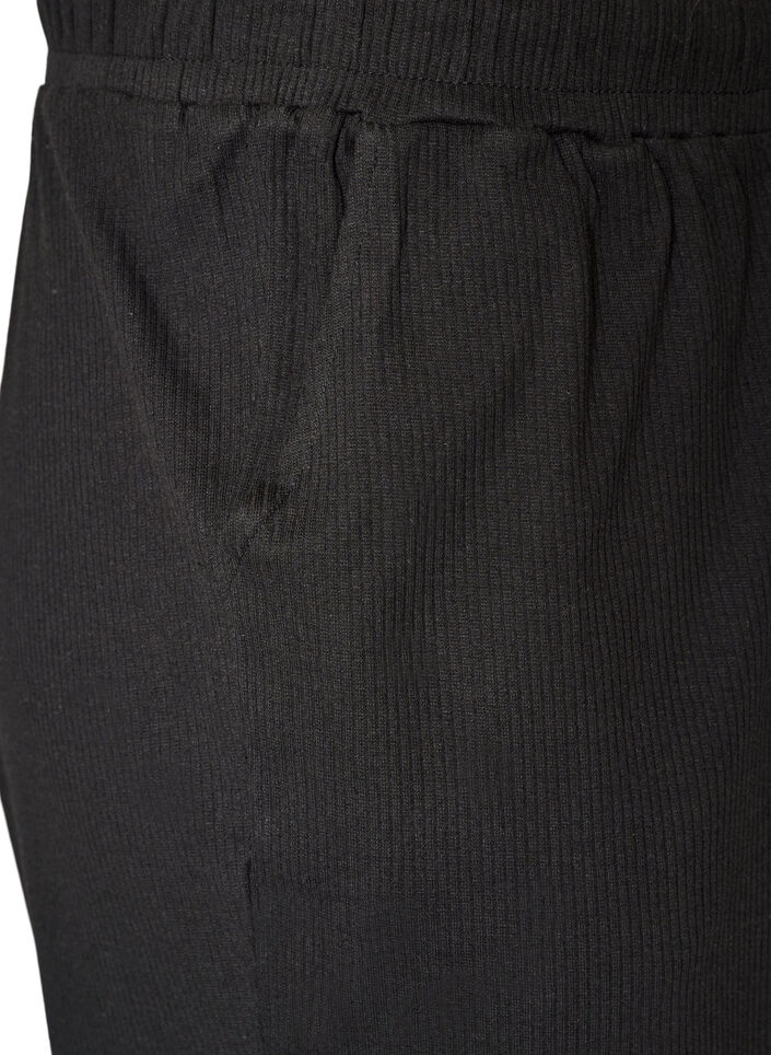 Ribbede pyjamabukser med rette ben, Svart, Packshot image number 3