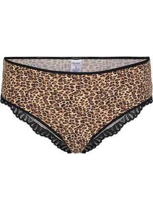 Truse med leopardmønster og blonder, Leopard Print, Packshot image number 0