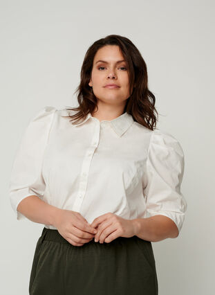 Bomullskjorte med 3/4 puffermer, Snow White, Model image number 0