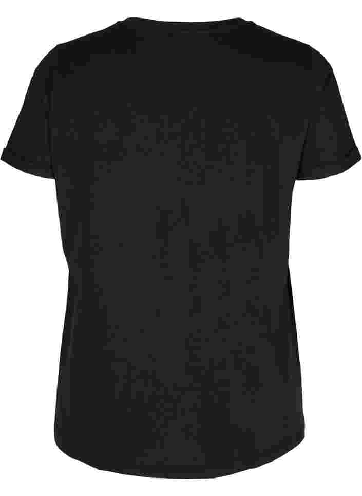 T-skjorte med trykk i bomull til trening , Black Inspired, Packshot image number 1
